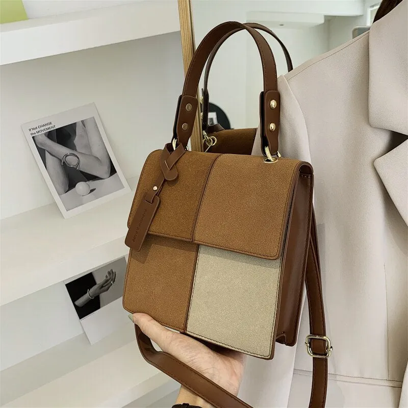 Special Design Matte PU Leather Box Crossbody Bags with Short Handle for Women 2021 Winter Shoulder Handbags and Purses