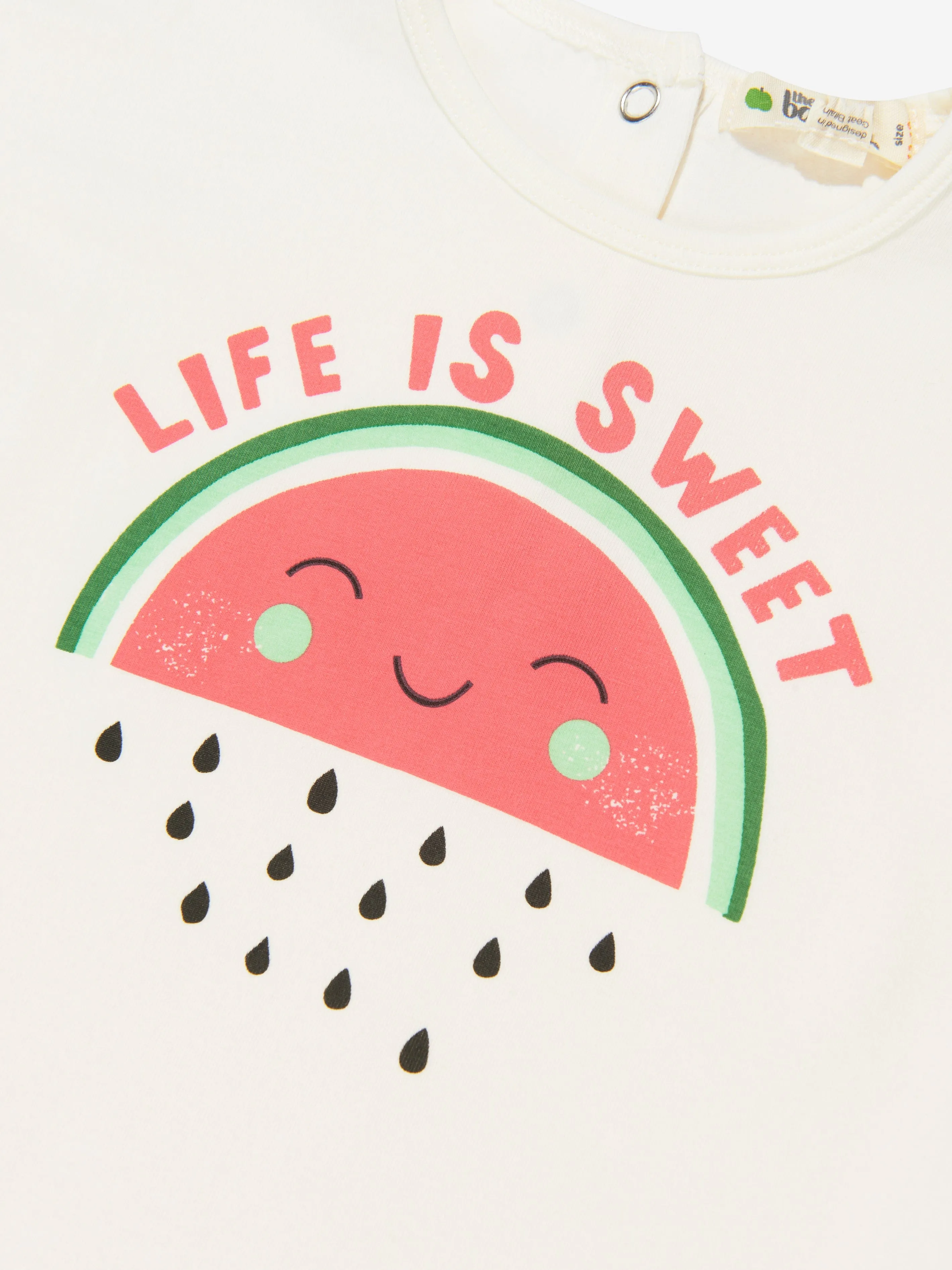 The Bonnie Mob Girls Organic Cotton Watermelon T-Shirt in Ivory