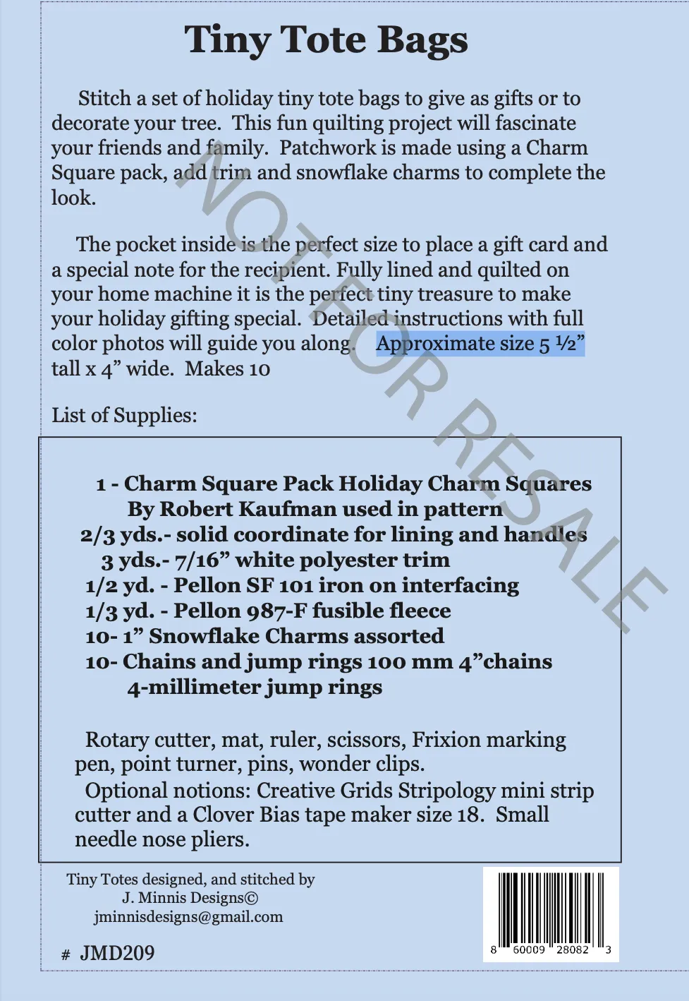 Tiny Tote Bags Pattern