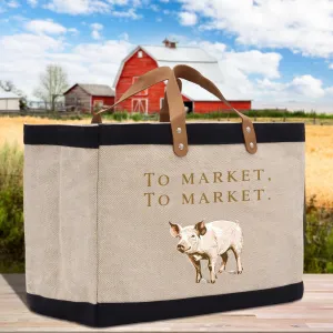 To Market Farmers Market Jute Canvas Tote Funny Farmer Market Bag Quote Jute Bag Shopping Bag Burlap Bag Farmhouse Bag Grocery Bag (FT1004)