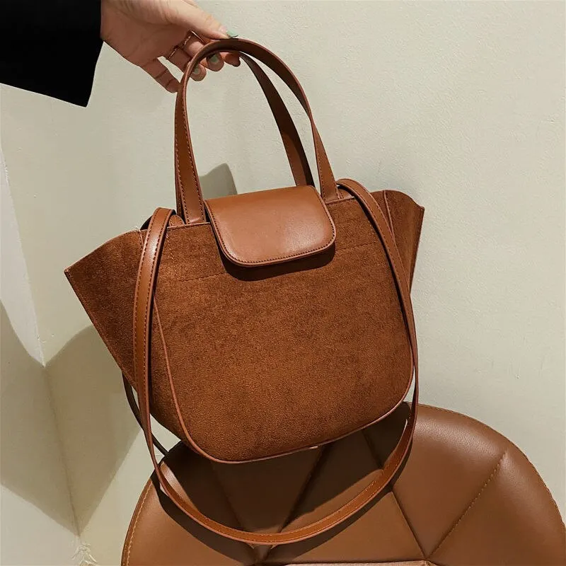 Tote Women Bag Crossbody Bag Designer Shoulder Bag Female Handbag Bucket Purse Retro PU Leather Simple All-match Fashion 2021