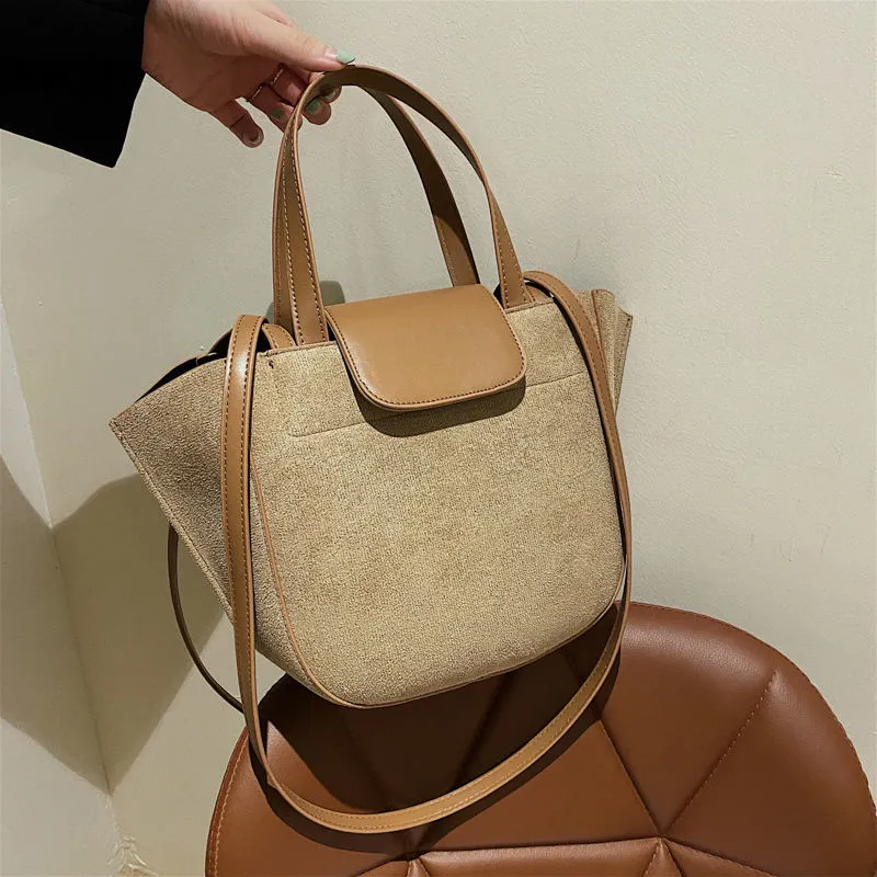 Tote Women Bag Crossbody Bag Designer Shoulder Bag Female Handbag Bucket Purse Retro PU Leather Simple All-match Fashion 2021