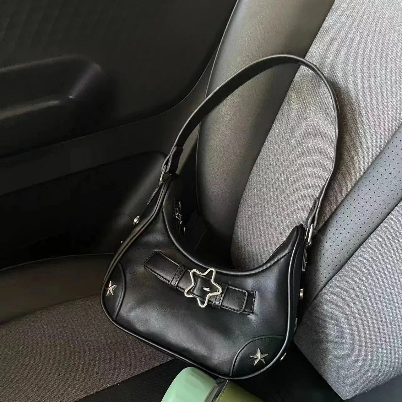 Uniwim Getadme Vintage Korean Casual Cute White Star Shoulder Underarm Tote Bag Ladies Sling Bags Leather Zip Purses  Handbags Women