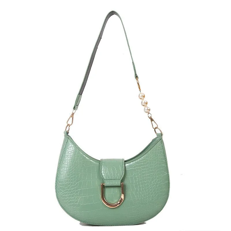 Vvsha Luxury Crocodile Pattern Beading Chain Shoulder Bags For Women 2023 Female Underarm Bag Ladies Purses And Handbags Casual Tote