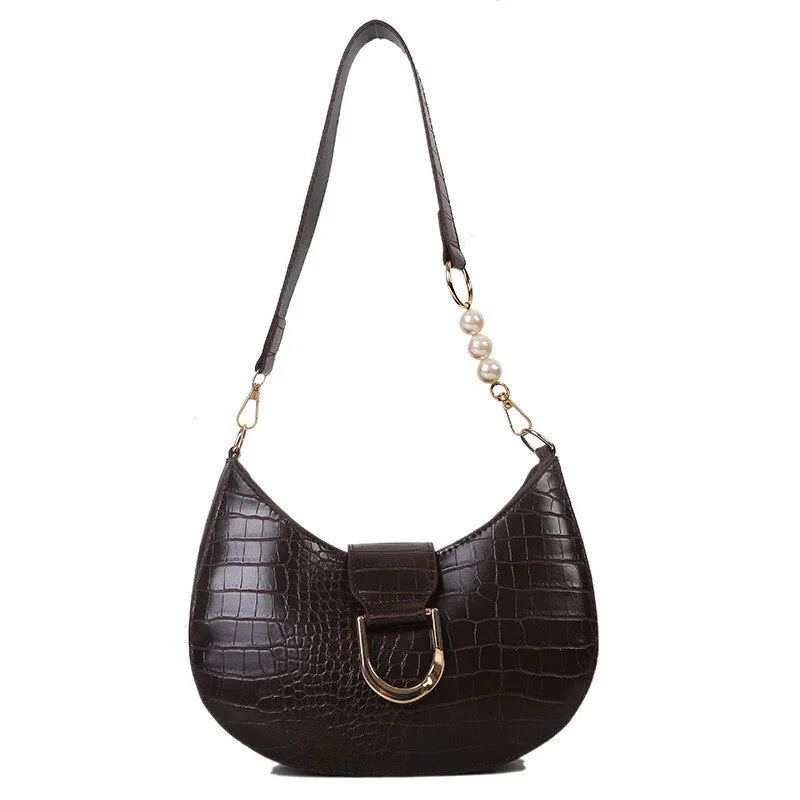 Vvsha Luxury Crocodile Pattern Beading Chain Shoulder Bags For Women 2023 Female Underarm Bag Ladies Purses And Handbags Casual Tote