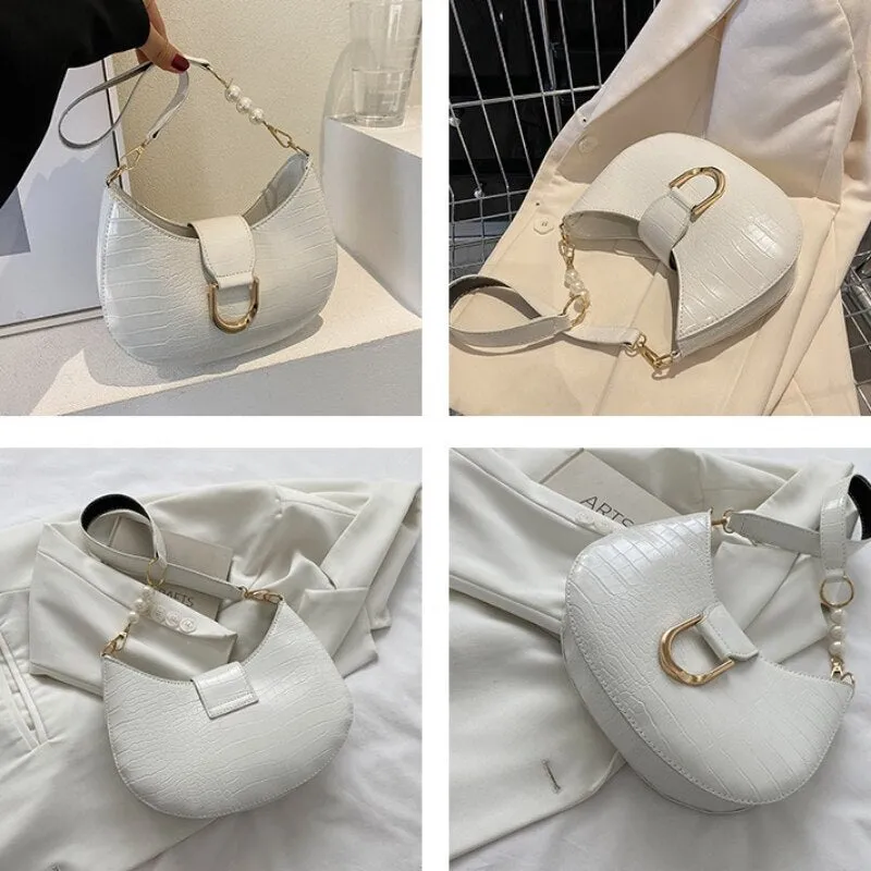 Vvsha Luxury Crocodile Pattern Beading Chain Shoulder Bags For Women 2023 Female Underarm Bag Ladies Purses And Handbags Casual Tote