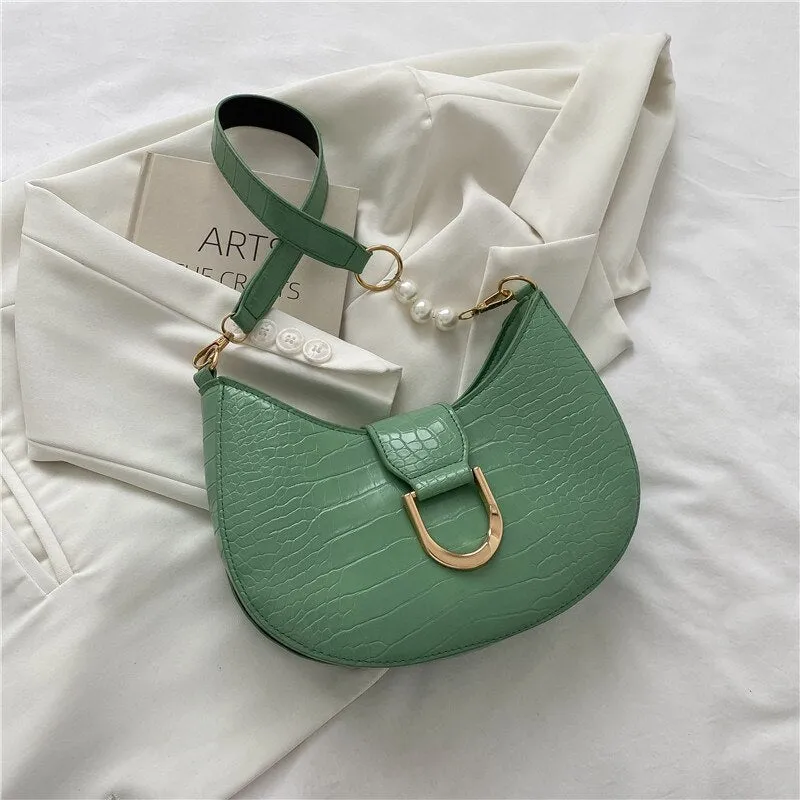 Vvsha Luxury Crocodile Pattern Beading Chain Shoulder Bags For Women 2023 Female Underarm Bag Ladies Purses And Handbags Casual Tote