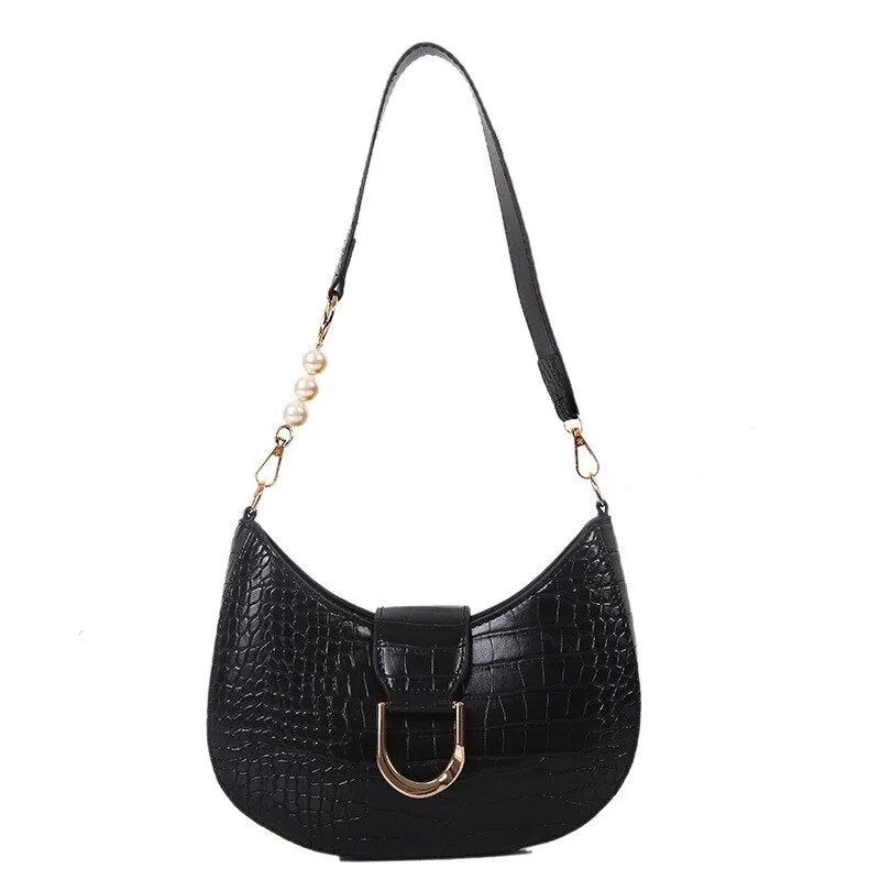 Vvsha Luxury Crocodile Pattern Beading Chain Shoulder Bags For Women 2023 Female Underarm Bag Ladies Purses And Handbags Casual Tote