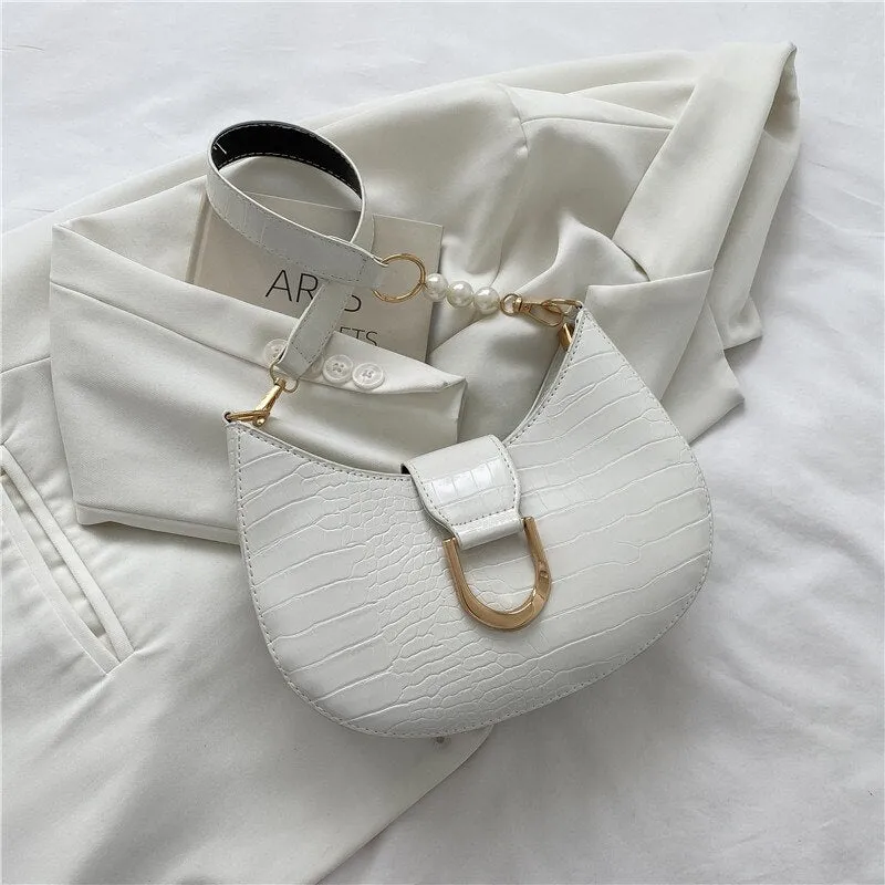 Vvsha Luxury Crocodile Pattern Beading Chain Shoulder Bags For Women 2023 Female Underarm Bag Ladies Purses And Handbags Casual Tote