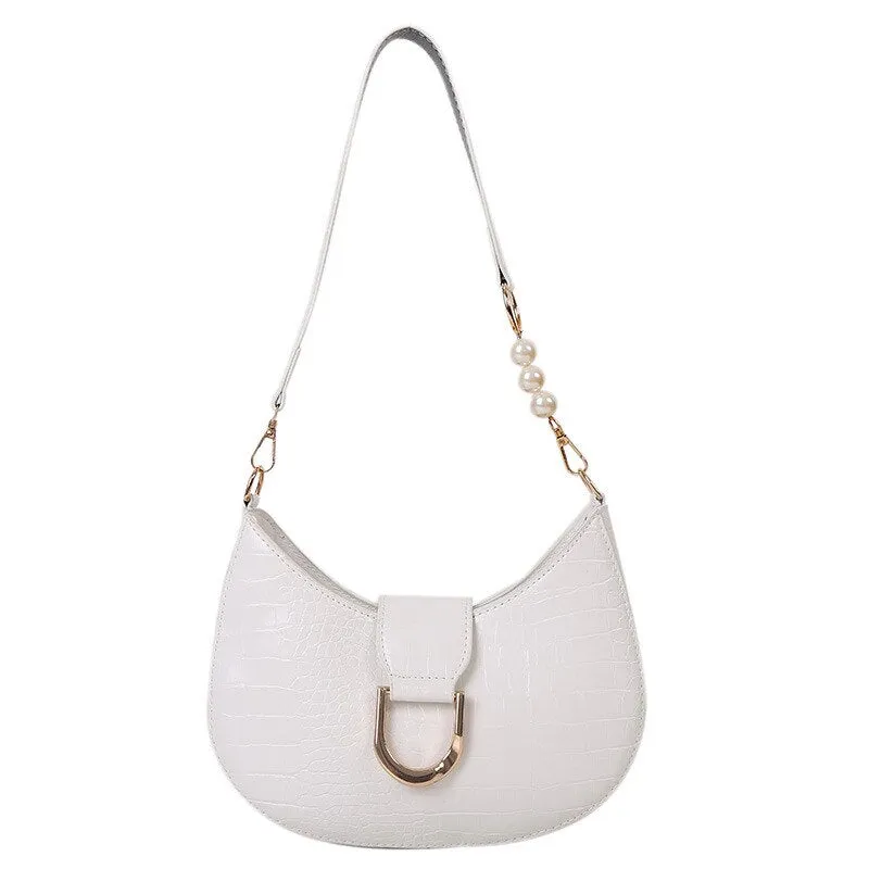Vvsha Luxury Crocodile Pattern Beading Chain Shoulder Bags For Women 2023 Female Underarm Bag Ladies Purses And Handbags Casual Tote