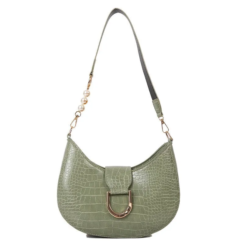 Vvsha Luxury Crocodile Pattern Beading Chain Shoulder Bags For Women 2023 Female Underarm Bag Ladies Purses And Handbags Casual Tote