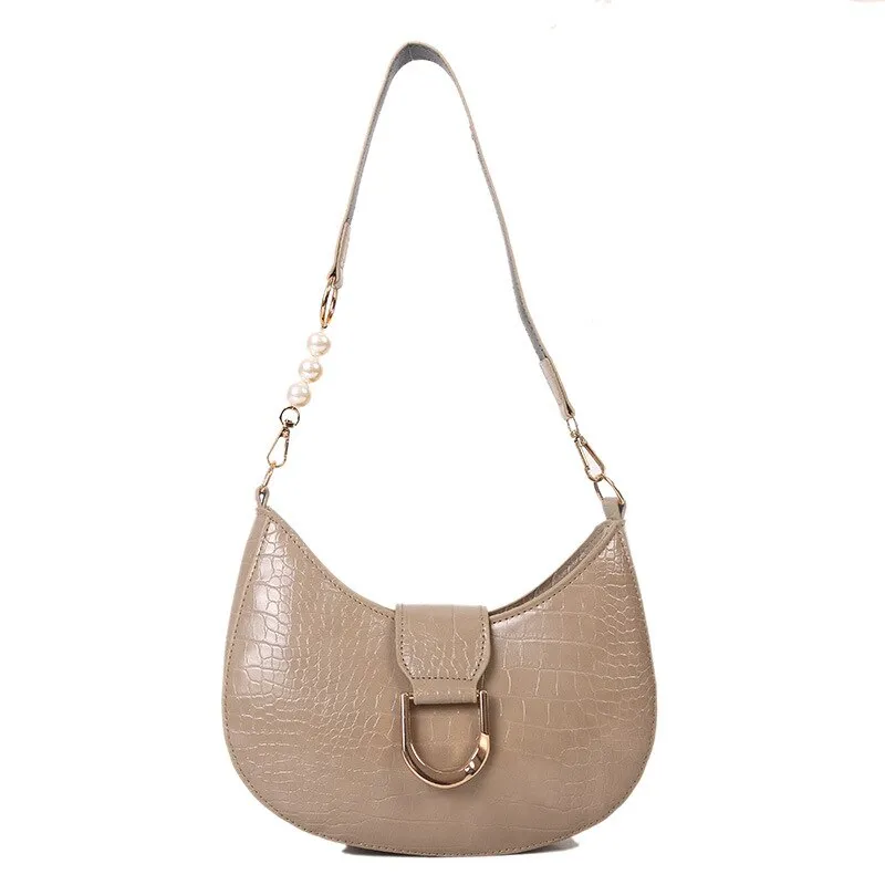 Vvsha Luxury Crocodile Pattern Beading Chain Shoulder Bags For Women 2023 Female Underarm Bag Ladies Purses And Handbags Casual Tote