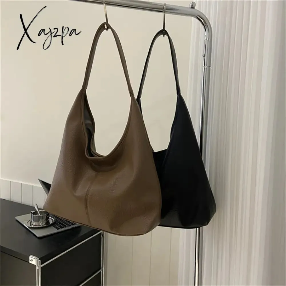 Xajzpa - 2 Sets Large Casual Totes Bag Soft PU Leahter Shoulder Side Bags for Women Fashion Laides Travel Purses and Handbags Luxury New