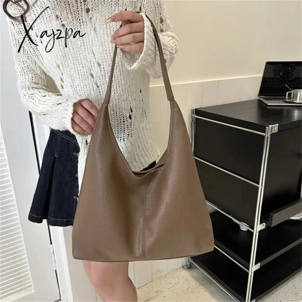 Xajzpa - 2 Sets Large Casual Totes Bag Soft PU Leahter Shoulder Side Bags for Women Fashion Laides Travel Purses and Handbags Luxury New