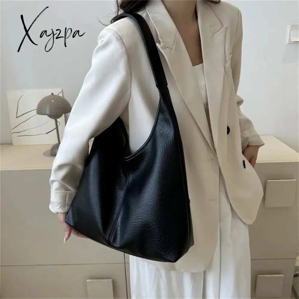 Xajzpa - 2 Sets Large Casual Totes Bag Soft PU Leahter Shoulder Side Bags for Women Fashion Laides Travel Purses and Handbags Luxury New