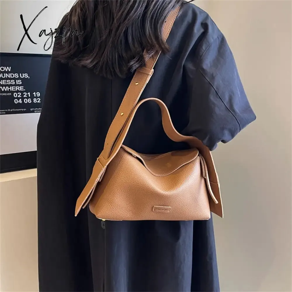 Xajzpa - Fashion Designer High Quality PU Leather Shoulder Crossbody Bags for Women Soild Color Brand Hobos 2023 Trend Female Handbag New