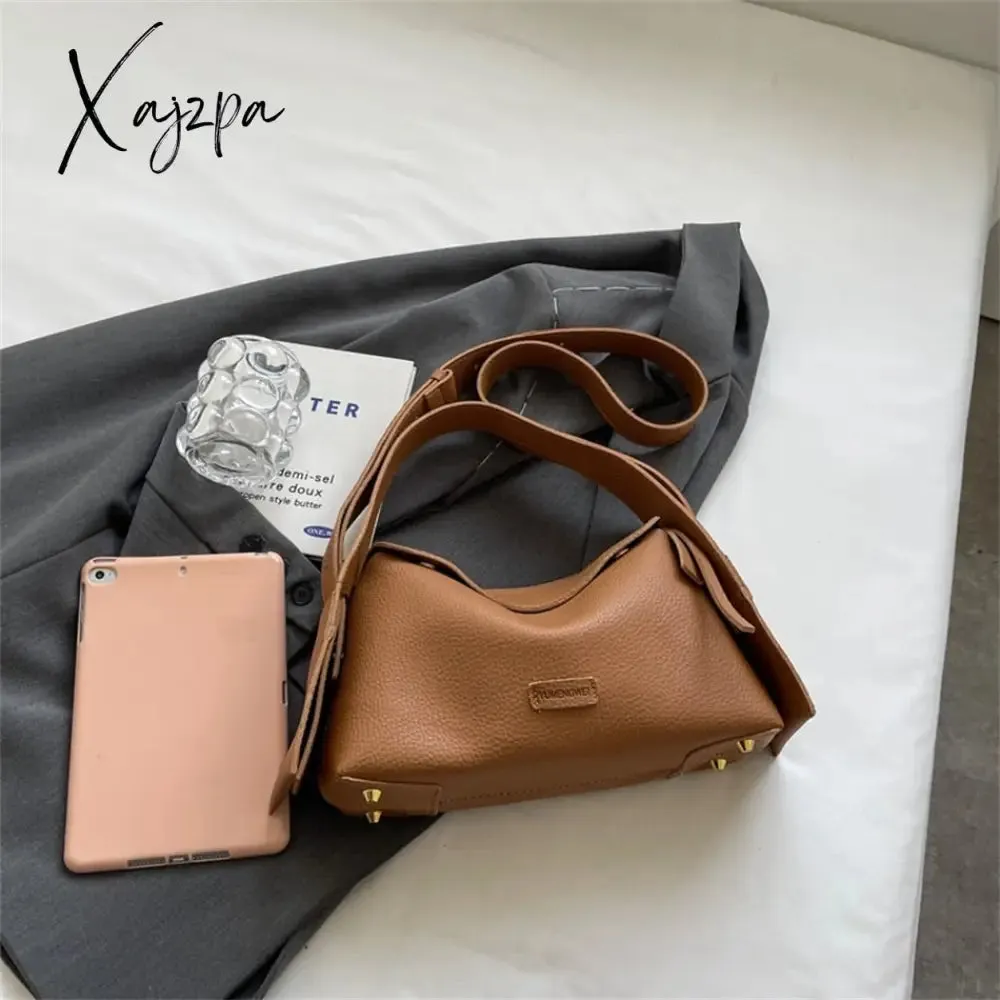 Xajzpa - Fashion Designer High Quality PU Leather Shoulder Crossbody Bags for Women Soild Color Brand Hobos 2023 Trend Female Handbag New