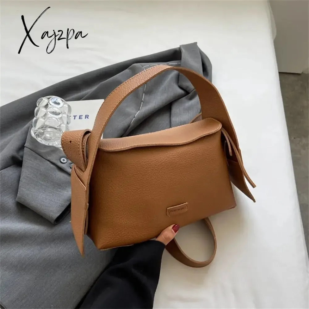 Xajzpa - Fashion Designer High Quality PU Leather Shoulder Crossbody Bags for Women Soild Color Brand Hobos 2023 Trend Female Handbag New
