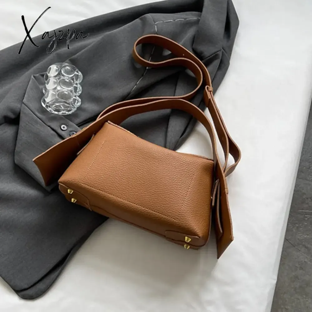 Xajzpa - Fashion Designer High Quality PU Leather Shoulder Crossbody Bags for Women Soild Color Brand Hobos 2023 Trend Female Handbag New