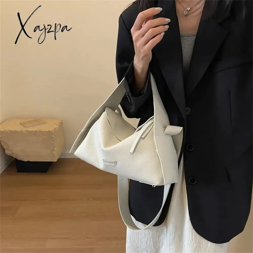 Xajzpa - Fashion Designer High Quality PU Leather Shoulder Crossbody Bags for Women Soild Color Brand Hobos 2023 Trend Female Handbag New