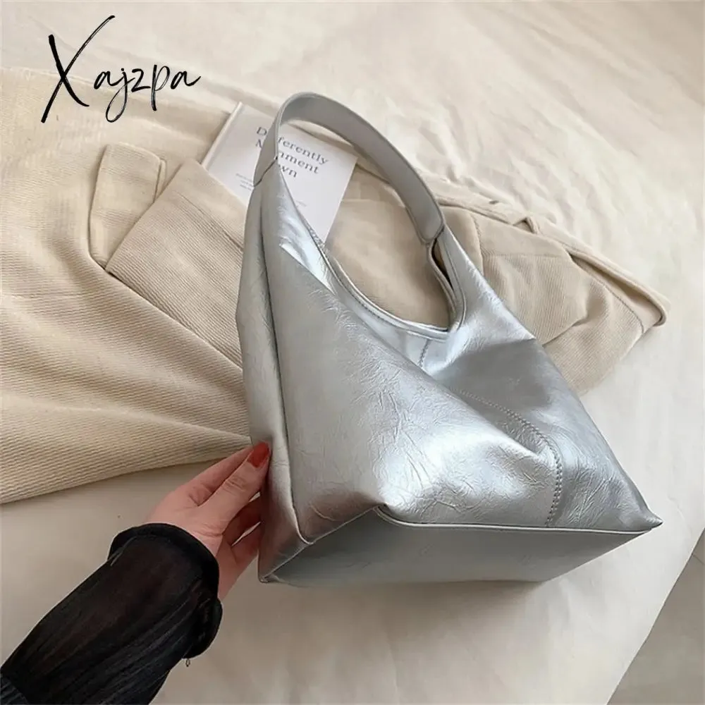 Xajzpa - Fashion Women's Half Moon Handbags PU Leather Shoulder Side Bags for Women 2023 Designer Simple Ladies Underarm Bag Brand Totes
