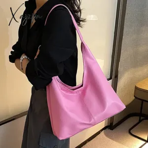 Xajzpa - Fashion Women's Half Moon Handbags PU Leather Shoulder Side Bags for Women 2023 Designer Simple Ladies Underarm Bag Brand Totes